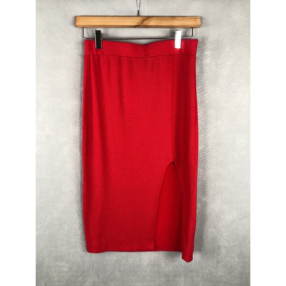 Sanctuary  Ribbed Pencil Skirt Women's Size XXS Higher in Ruby NEW - Picture 1 of 6